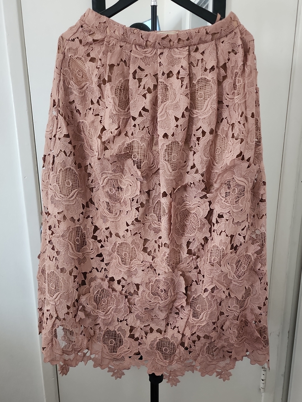 Moulinette Soeurs Anthropologie Blush Floral Lace Midi Skirt Romantic - Picture 2 of 12